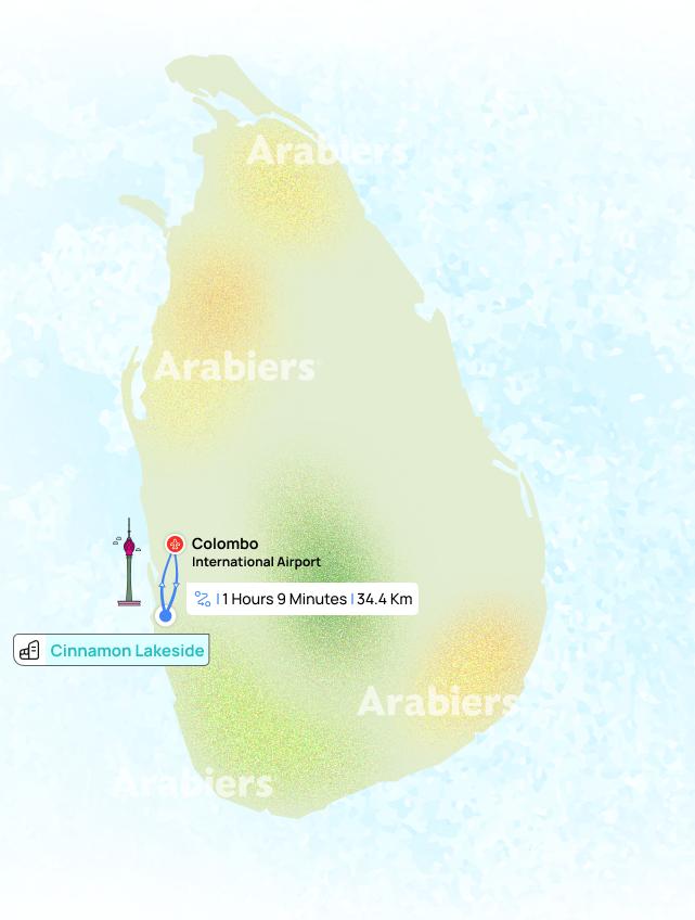 Distance from airport to Cinnamon Lakeside Colombo