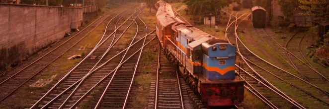 Rail roads in front the Lotus Tower