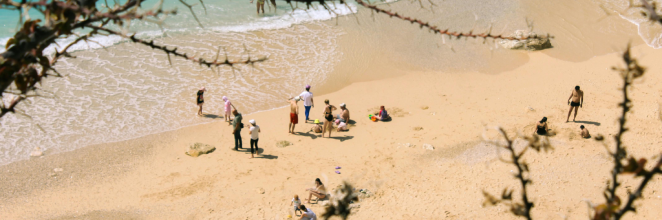 People sunbathing on a beach