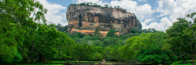 Pathway to Sigiriya under a cloudy sky