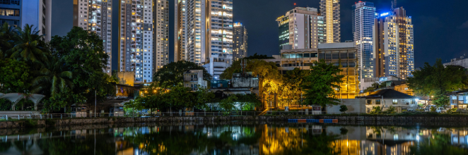 Beire Lake with the backdrop of buildings in Colombo