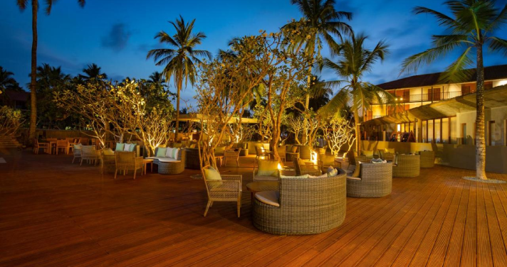 side view of a seated area at Cinnamon Bentota Beach Resort